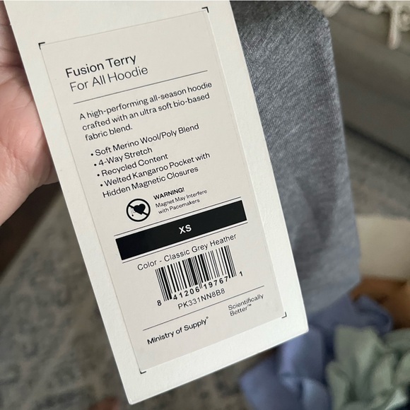 Ministry of Supply Gray Fusion Terry For All Hoodie Size XS NWT Unisex - Picture 10 of 10